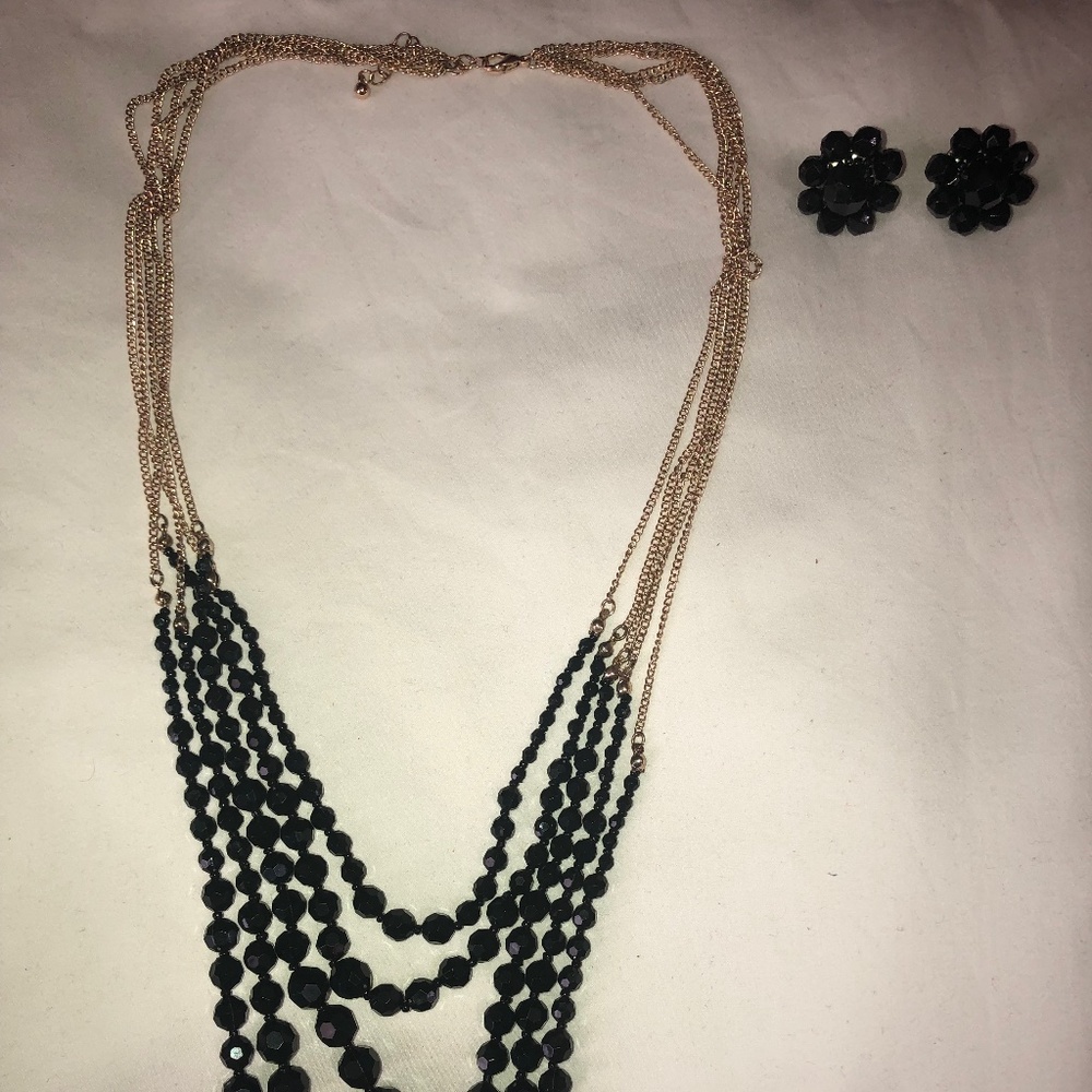 Vintage Japan Clip On Earrings and Necklace Bundle